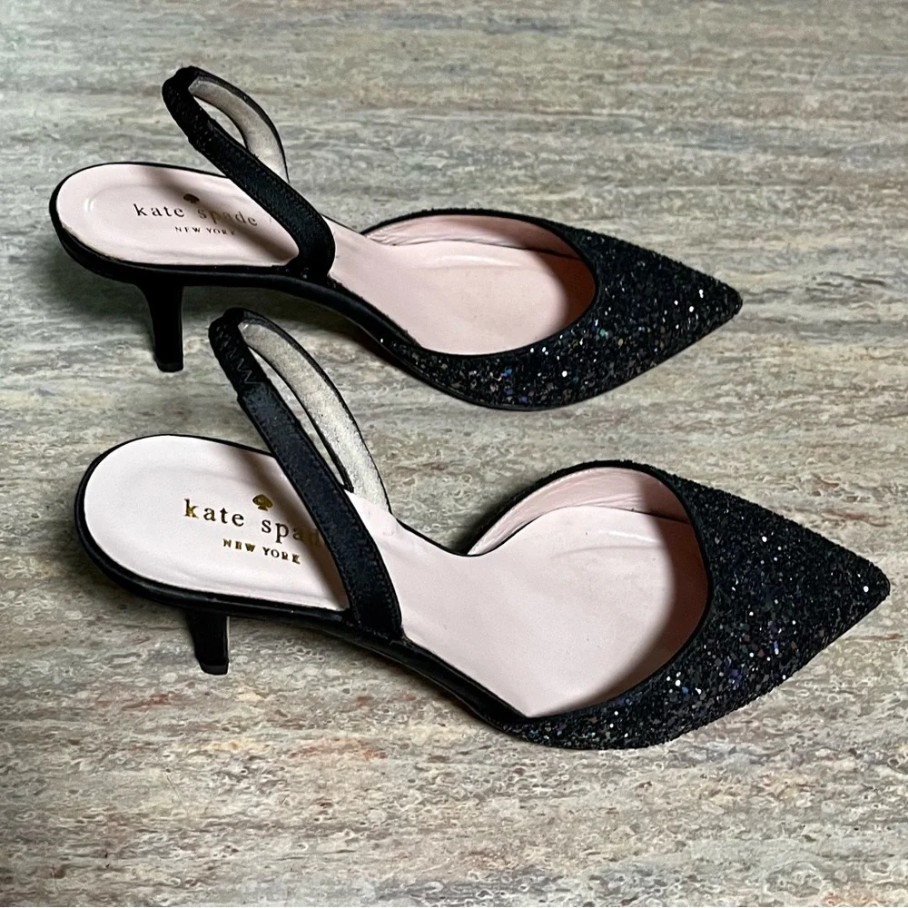 Kate Spade Black Glitter Heels - Picture 6 of 16